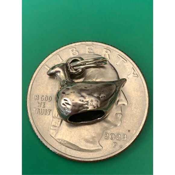 .925 Partridge in a Pear Tree French Hen Sterling Silver Jewelry Charm - Picture 3 of 5